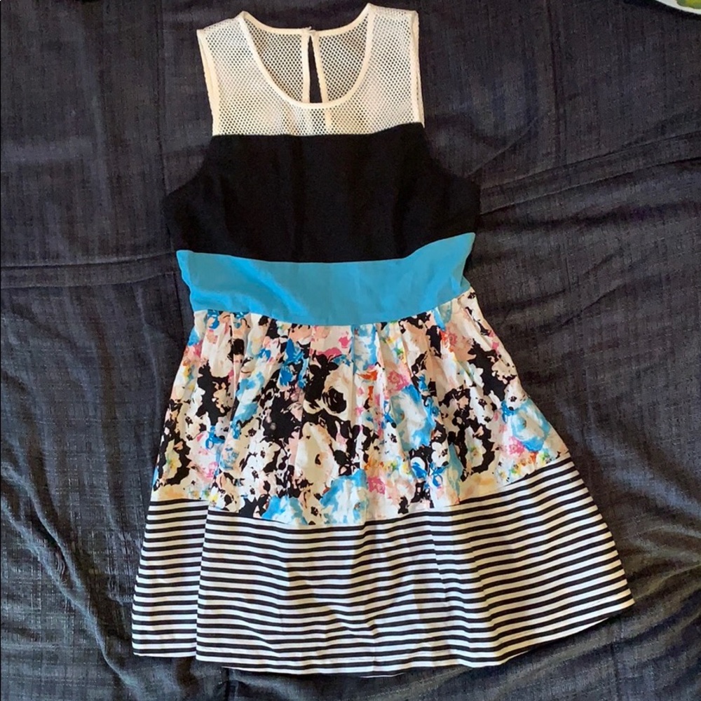 Multi-pattern fit & flare ModCloth dress floral